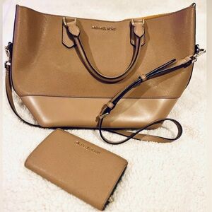 Michael Kors Saffiano Bag and Long wallet Bundle